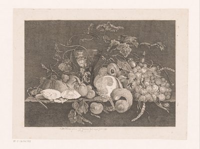 Bodegón con frutas y ostras Galerie des peintres flamands, hollandais et allemands de Le Brun (título de la serie) de J.L.L.C. Zentner
