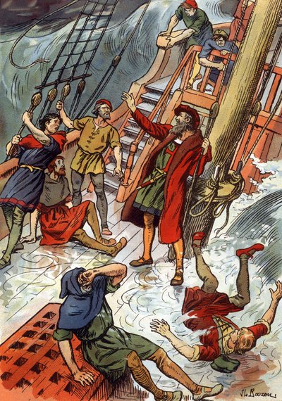 Vasco de Gama aquí durante una tormenta en el Cabo de Buena Esperanza en Sudáfrica de J.L Beuzon (fl.1880 1940)