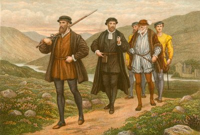 John Knox portando la espada ante George Wishart, después del intento de asesinato en Dundee de J.M.L. Ralston