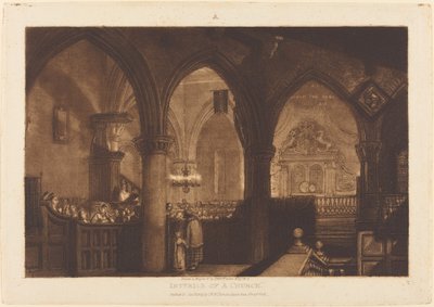 Interior de una iglesia, publicado en 1819 de Joseph Mallord William Turner