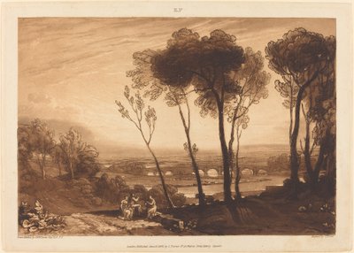 El puente en la distancia media, publicado en 1808 de Joseph Mallord William Turner
