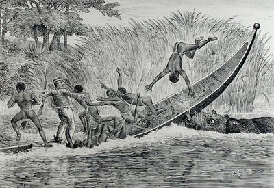 Hipopótamo Enfurecido Volcando un Barco de J.M. Corner