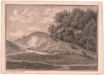 Terreno ondulado con cantera de grava y árboles de J.P. Møller