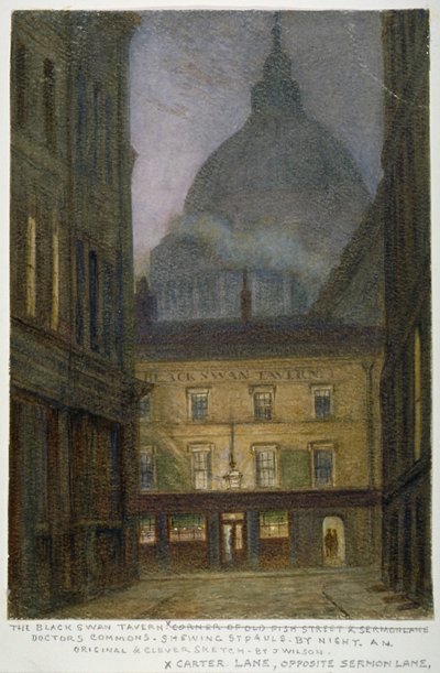La taberna del Cisne Negro en Carter Lane, Ciudad de Londres de JT Wilson
