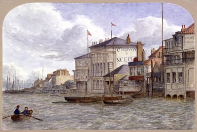 Vista de la Corona y el Cetro Inn, Greenwich, Londres, c. 1870 de JT Wilson
