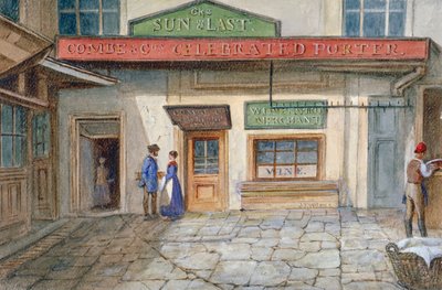 Vista del Sol y Última posada en Newgate Market, Paternoster Square, Ciudad de Londres, 1867 de JT Wilson