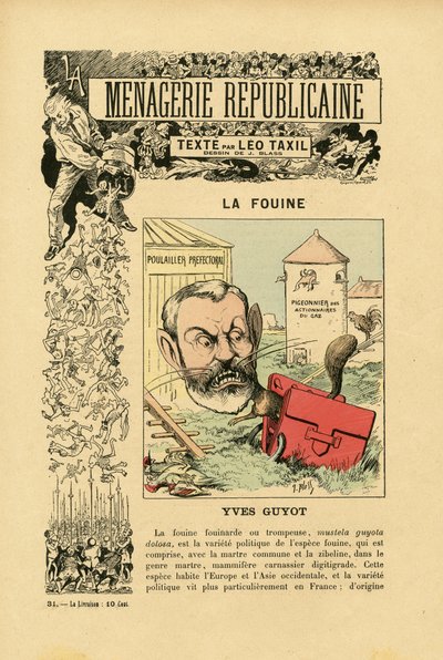 Ilustración de J. Blass (1847-1892) en Menagerie Republicaine Galería humorística de los principales personajes de la Tercera República de J. (1847 1892) Blass