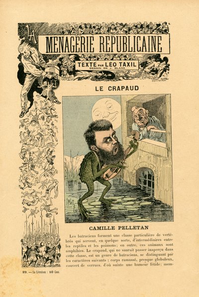Menagerie Republicaine Galería humorística de los principales personajes de la Tercera República, número 29, Satirique en Couleurs de J. (1847 1892) Blass