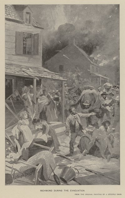 Richmond durante la evacuación (litografía) de J. (after) Steeple Davis