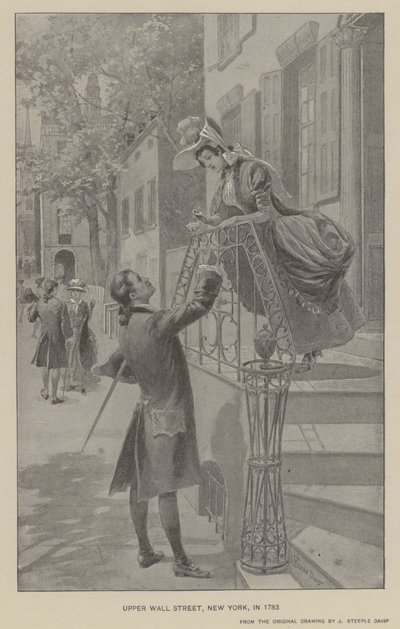 Upper Wall Street, Nueva York, en 1783 de J. (after) Steeple Davis