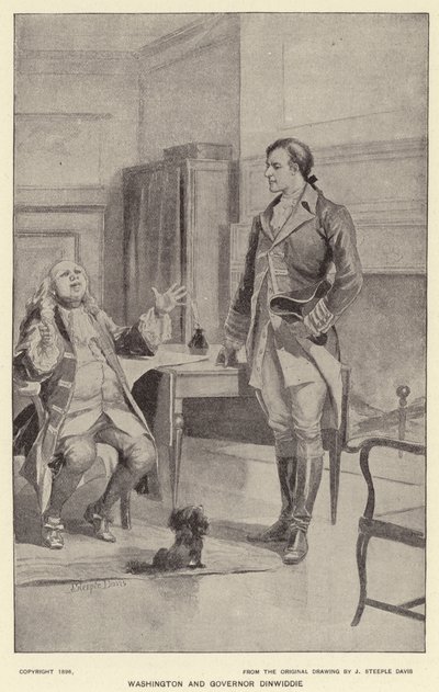 Washington y el Gobernador Dinwiddie de J. (after) Steeple Davis