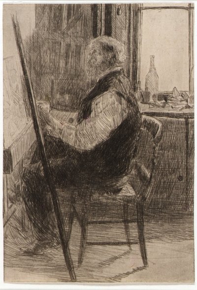 Artista sentado ante el caballete de J. Alden Weir