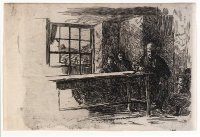 Cabaña de pescadores--Interior--Isla de Man de J. Alden Weir
