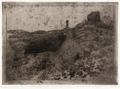 Cabaña del pescador en la colina--Isla de Man de J. Alden Weir