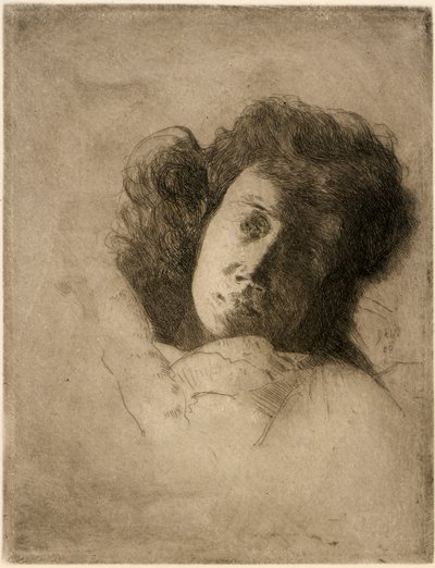 Estudio de la cabeza de una mujer de J. Alden Weir