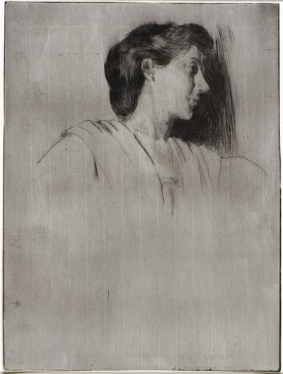 Estudio de la cabeza de una mujer de perfil de J. Alden Weir