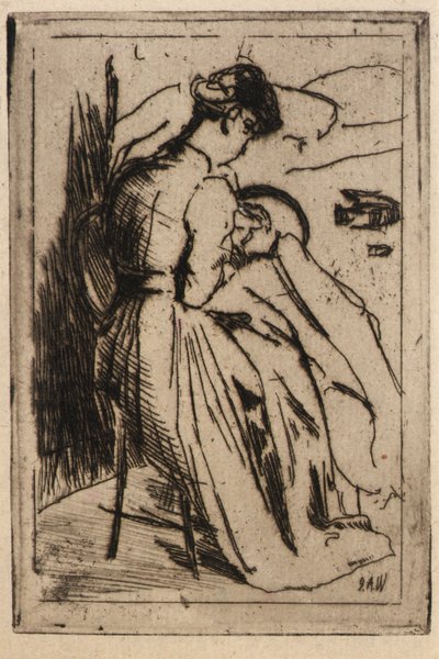 Mujer bordando de J. Alden Weir
