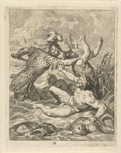 Aquiles lucha contra el dios del río Scamander Escenas de la vida de Aquiles (título de la serie) Vitam et mortem achilli (título de la serie) de J. Alexander Janssens