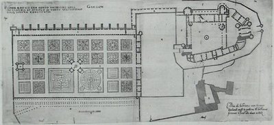 Plano de los jardines cerrados y Chateau de Gaillon, de 