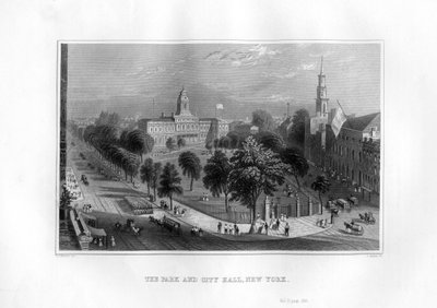 El parque y el Ayuntamiento, Nueva York, 1855 de J. Archer