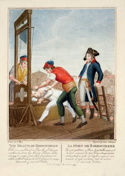 La Muerte de Robespierre (1758-94) 28 de julio de 1794 grabado por James Idnarpila, publicado 1799 de J. Beys