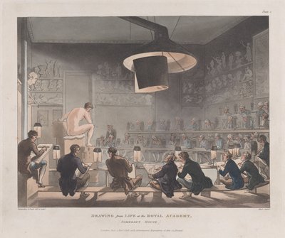 Dibujo del natural en la Real Academia, Somerset House, 1 de enero de 1808 de J. Bluck