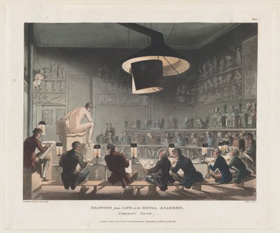 Dibujo del natural en la Real Academia, Somerset House, 1 de enero de 1808 de J. Bluck