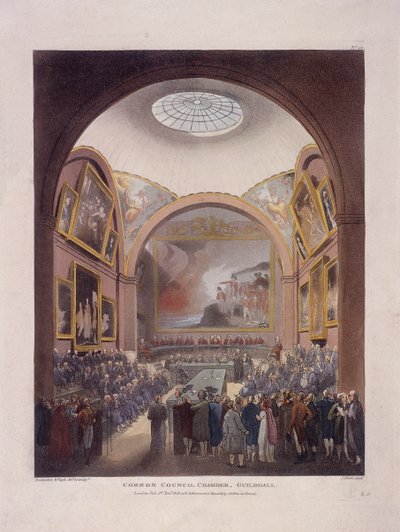 Sala del Consejo del Guildhall, Londres, 1808 de J Bluck