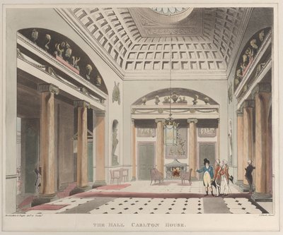 El salón de Carlton House Microcosm of London, lámina 15 de J. Bluck