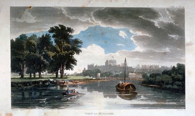 Vista de Windsor desde el río Támesis, Berkshire, c. 1820 de J Bluck