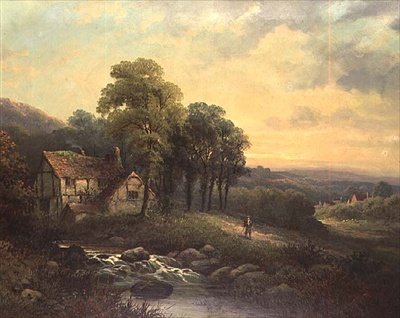 Cabaña al atardecer de J. Boel