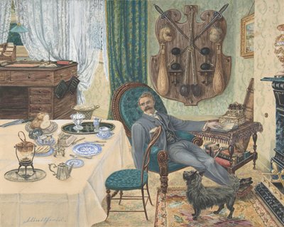 Un Soltero en su Estudio El Desayuno del Deportista, finales del siglo XIX de J Buttfield