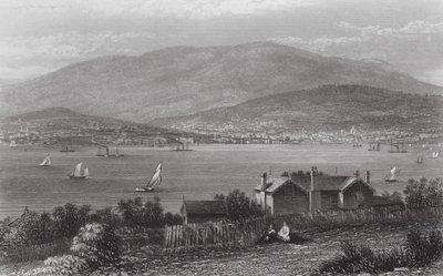Australia: Hobart Town, Tasmania (grabado) de J. C. Armytage