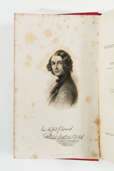Grabado de Charles Dickens en Un Nuevo Espíritu de la Época 1844 de J. C. Armytage