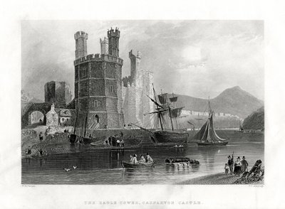 La Torre del Águila, Castillo de Carnarvon, Caernarfon, Gales del Norte, 1860 de J. C. Armytage