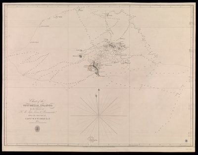 Carta de las islas Seychelle por los oficiales de los buques de Su Majestad Leven y Barracouta bajo la dirección del capitán W.F.W. Owen R.N. 1825 de J. & C. Walker