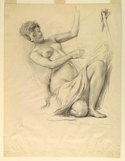 Estudio de figura, posiblemente para la cúpula del Edificio de Manufacturas y Artes Liberales, Exposición Mundial Colombina, Chicago, IL de J. Carroll Beckwith
