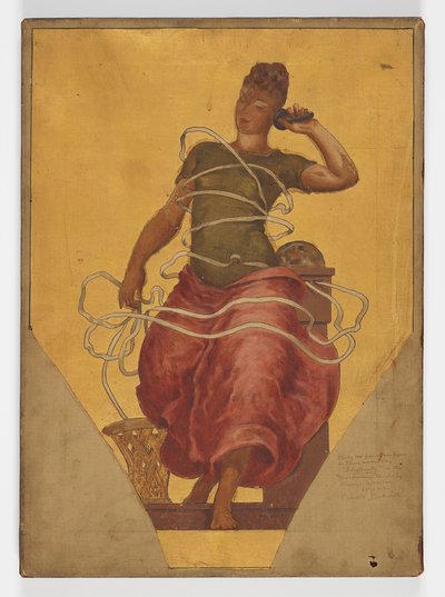 Estudio de figura de pechina para Electricidad, cúpula del Edificio de Manufacturas y Artes Liberales, Exposición Mundial Colombina, Chicago, IL de J. Carroll Beckwith