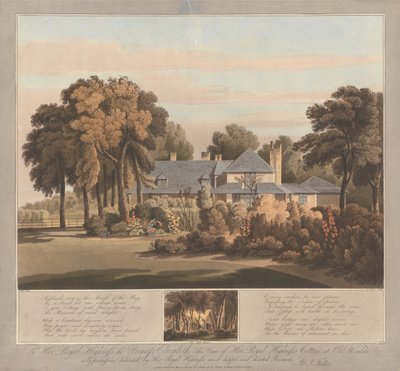 Vista de la Cabaña de la Princesa Isabel en Windsor Viejo con una Vista de la Casa del Musgo Abajo de J. Clark