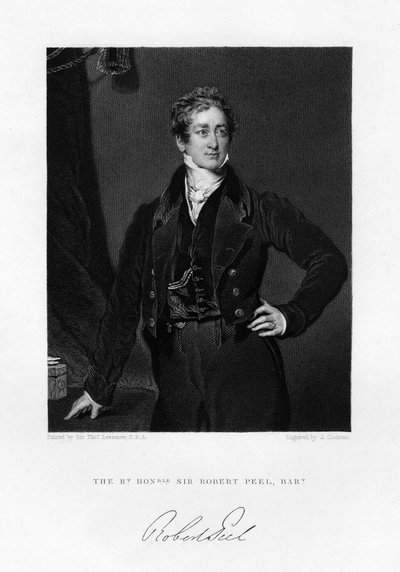 Sir Robert Peel, primer ministro británico, siglo XIX de J. Cochran