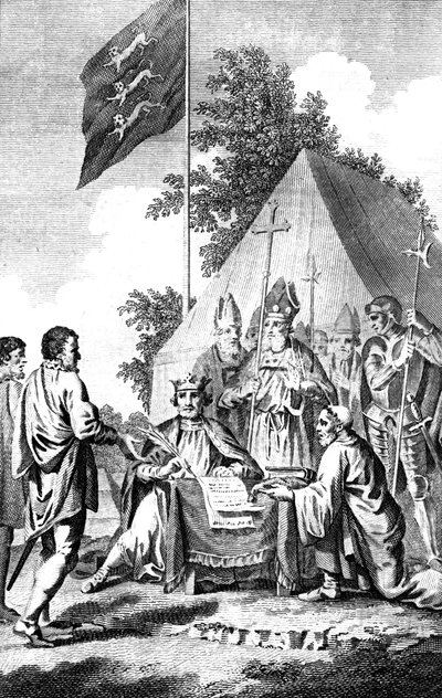 El rey Juan firmando la Carta Magna, 1215, siglo XVIII de J. Collyer