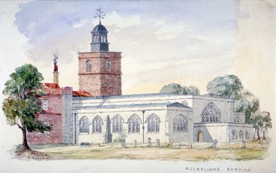 Iglesia All Hallows-by-the-Tower, Londres, c. 1840 de J Cooke