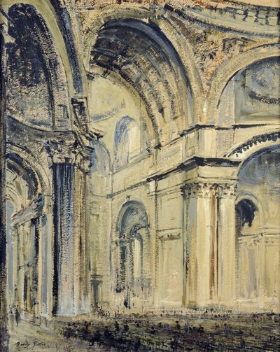 Interior de la Catedral de San Pablo (óleo sobre lienzo colocado sobre tabla) de J. F. Barry Pittar