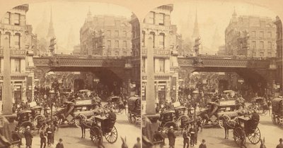 Grupo de 4 vistas estereográficas de Ludgate Hill, Londres, Inglaterra, 1850s-1910s de J F Jarvis
