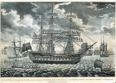 Vista del buque de guerra Queen Charlotte de J. Fairburn