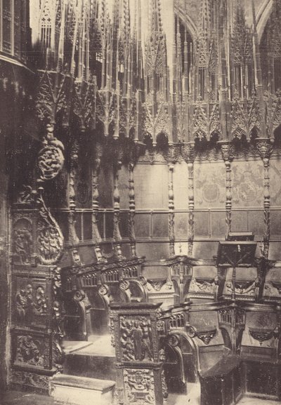 Sillería del coro de la Catedral de Barcelona (fotografía en blanco y negro) de J. Furnells