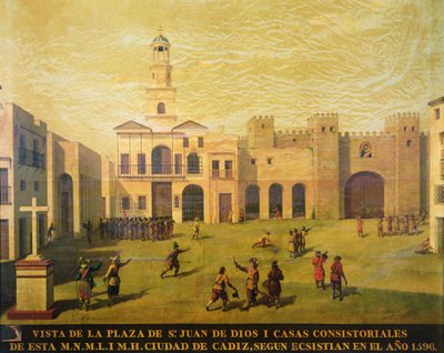Plaza de San Juan de Dios in 1596 (oil on canvas) de J. Garcia