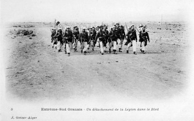 Un destacamento de la Legión Extranjera Francesa en el desierto del Sahara, Argelia, c1905 de J. Geiser