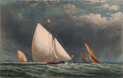 La Regata, Yates Rodeando la Boya de la Bandera, siglo XIX de J Godden