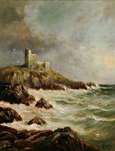 Castillo en ruinas en la costa rocosa de J. H. Blunt